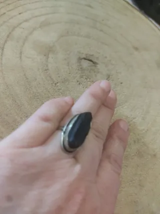 Anello Argento 925 Tormalina Nera Grezza