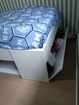 Cama nido juvenil azul y blanca