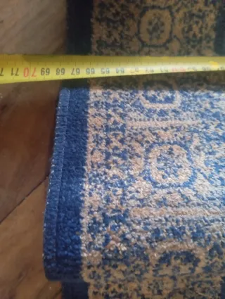 Alfombra de pasillo vintage azul y beige