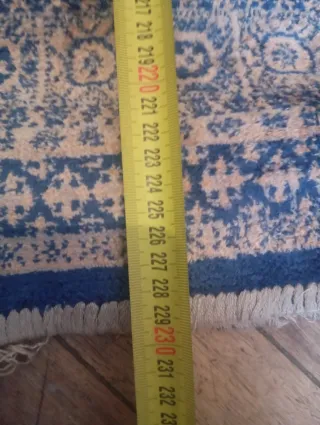 Alfombra de pasillo vintage azul y beige