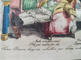 La muerte alcanza al barón. Litografía.