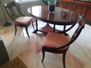 Mesa y 6 Sillas Comedor Madera nogal