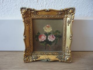 CUADRO DORADO FLORES 16x15cm