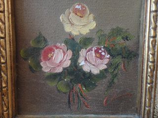 CUADRO DORADO FLORES 16x15cm