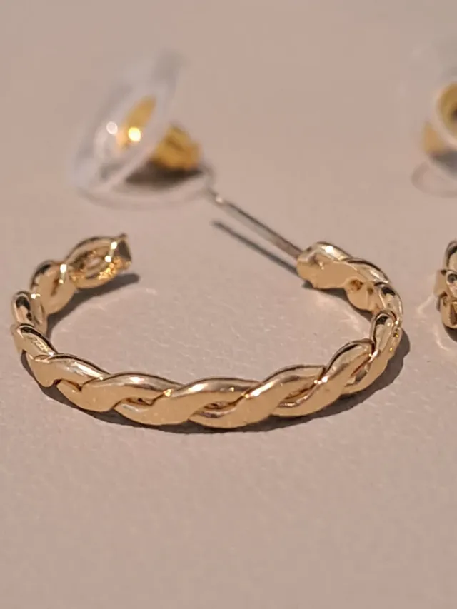 Pendientes Aro Torcidos Dorados Nuevos