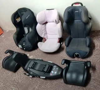 LOTE 3 SILLAS COCHE BEBÉ + BASE ISOFIX + ALZADORES