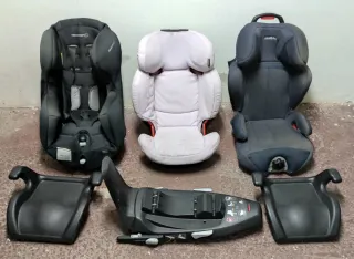 LOTE 3 SILLAS COCHE BEBÉ + BASE ISOFIX + ALZADORES
