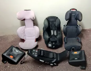 LOTE 3 SILLAS COCHE BEBÉ + BASE ISOFIX + ALZADORES