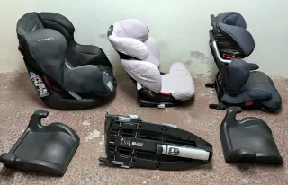 LOTE 3 SILLAS COCHE BEBÉ + BASE ISOFIX + ALZADORES