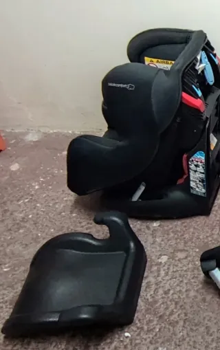 LOTE 2 SILLAS COCHE BEBÉ + BASE ISOFIX + ALZADORES