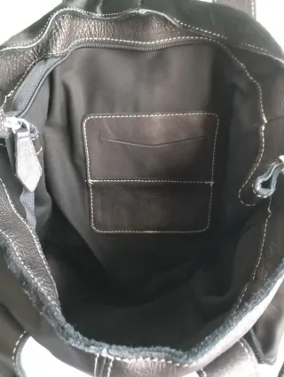 Borsa pelle e pelo nera a spalla con tracolla !