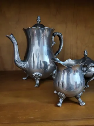 Conjunto tetera vintage plata
