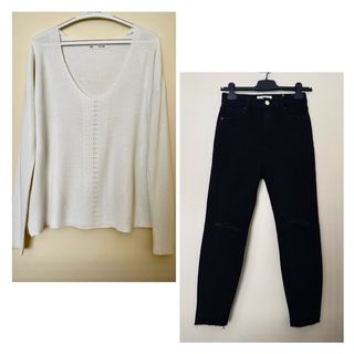 Jersey blanco + vaqueros negros - talla S/M