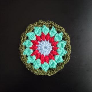 2 Posavasos/Parches Ganchillo Flor verde negro