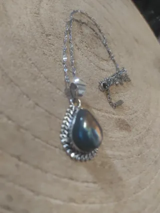 Collana naturale labradorite arancione argent