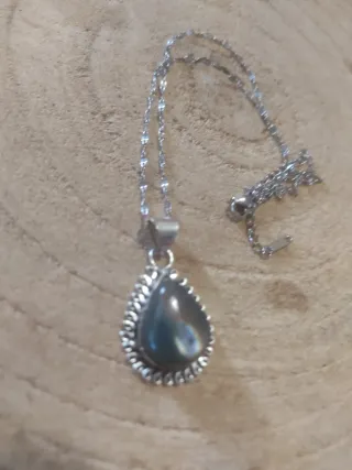 Collana naturale labradorite arancione argent