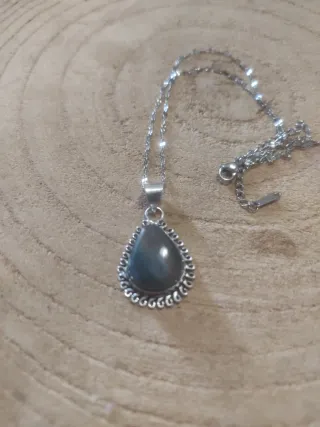 Collana naturale labradorite arancione argent