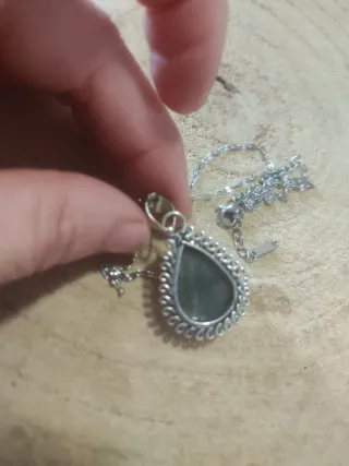 Collana naturale labradorite arancione argent