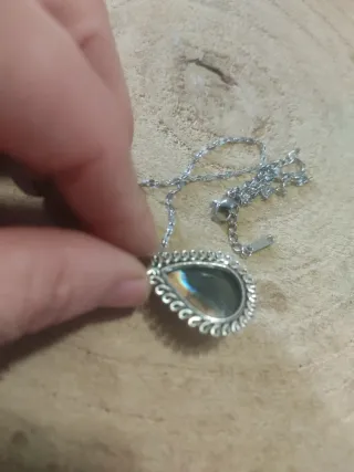 Collana naturale labradorite arancione argent