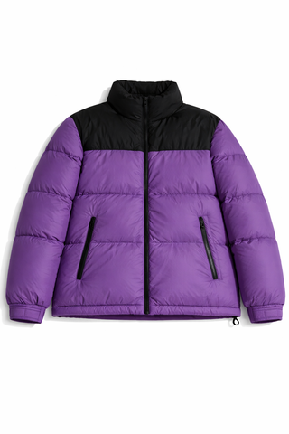 Giubbotto puffer viola e nero