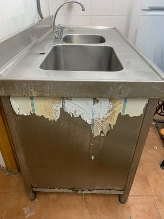 Fregadero industrial 2 senos acero inoxidable