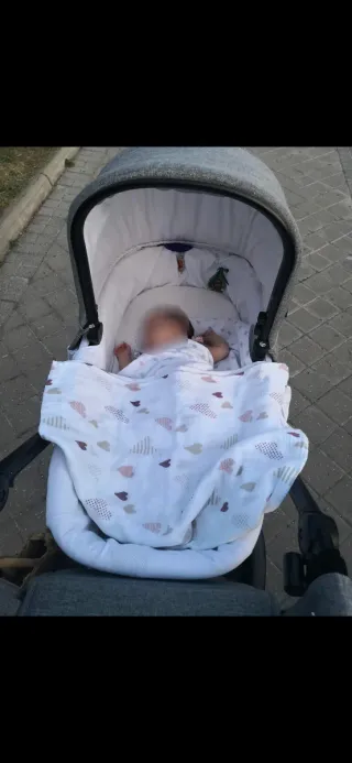 Carro Bebecar con capazo gris