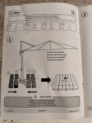 Chillvert Base para Parasol de Jardín 4 contrapeso