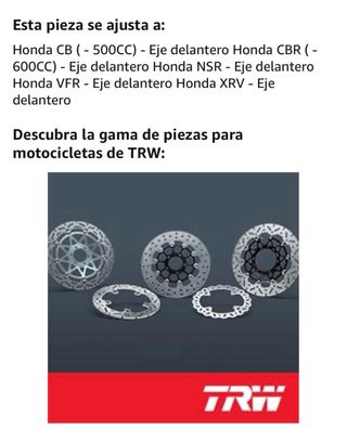 Pastillas Freno TRW MCB562SV Honda CBR 600F 1990