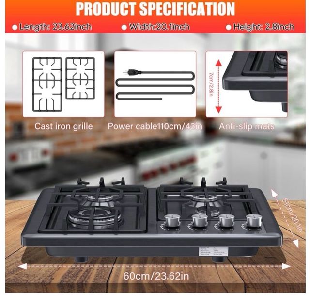 Placa de gas VELPAX 4 fuegos / F1 - miniatura 2