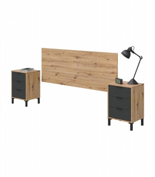 Cabecero y 2 Mesitas de Noche. Nodi/Gris Antracit