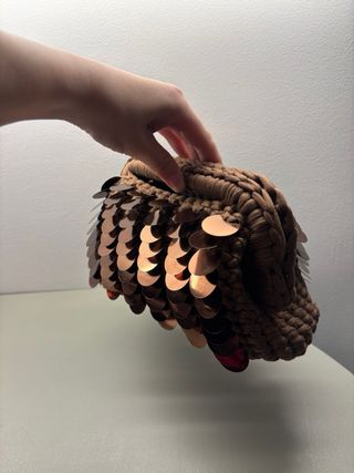 Pochette marrone 20 cm con paillettes