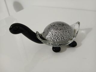 Scultura Tartaruga Vetro Murano Sommerso Nero Fogl