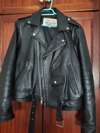 Chaqueta Rockera Piel Negra Hombre Open Road
