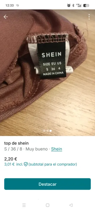 Top Shein rosa talla S