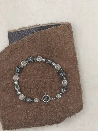 Pulsera Plata Tibetana y Cristal