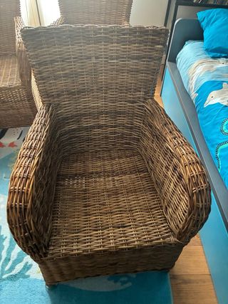 4 Sillones Mimbre Apoyabrazos Cómodos