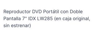 Reproductor DVD portátil IDX doble pantalla 7