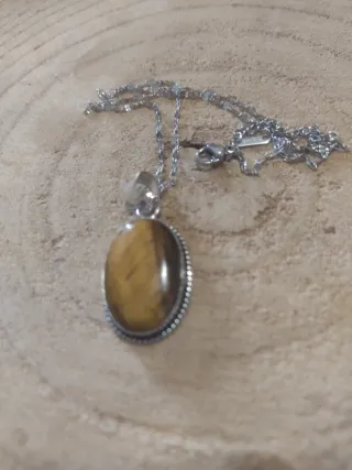 Collana Occhio di Tigre Argento 925 e Acciaio