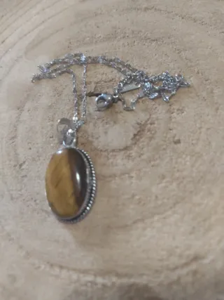 Collana Occhio di Tigre Argento 925 e Acciaio