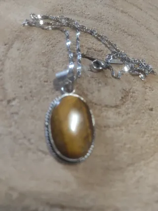 Collana Occhio di Tigre Argento 925 e Acciaio