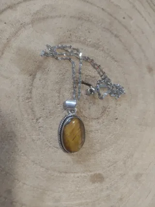 Collana Occhio di Tigre Argento 925 e Acciaio