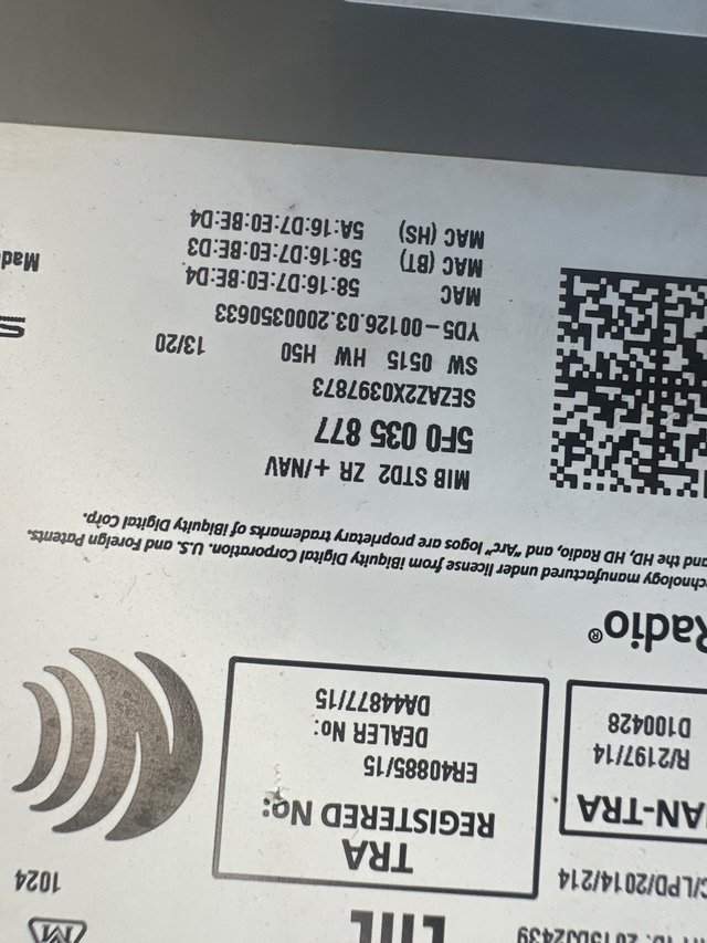 MMI 5QA035874 / 5F0035877 / 5F0035020