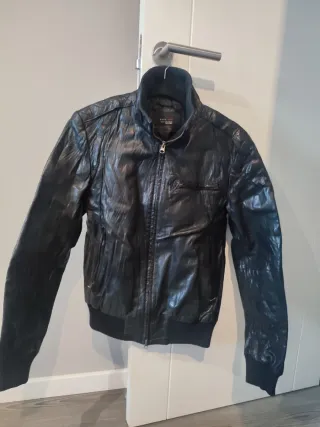 Chaqueta de cuero Zara Marrón Talla M