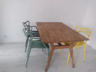 Mesa de comedor de roble extensible muy grande