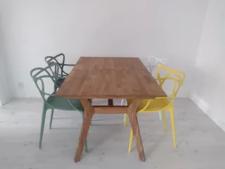 Mesa de comedor de roble extensible muy grande