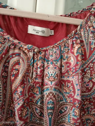 Vestido satén granate/ gris T42 el Corte Ingles