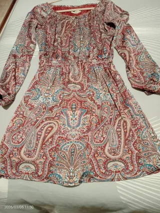 Vestido satén granate/ gris T42 el Corte Ingles