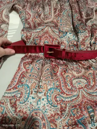 Vestido satén granate/ gris T42 el Corte Ingles