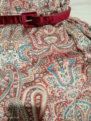 Vestido satén granate/ gris T42 el Corte Ingles