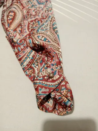 Vestido satén granate/ gris T42 el Corte Ingles